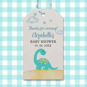 Cute Watercolor Dinosaur Baby shower Gift Tags