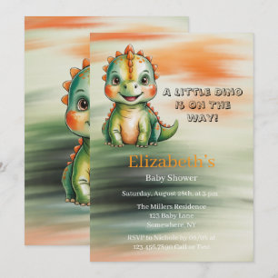 Cute Watercolor Dinosaur Baby Shower Invitation