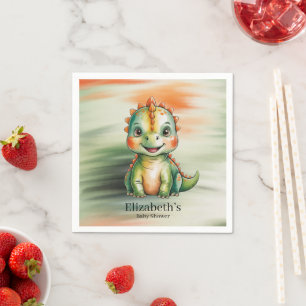 Cute Watercolor Dinosaur Baby Shower Napkin