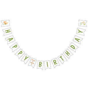 Cute Watercolor Dinosaur Birthday bunting banner