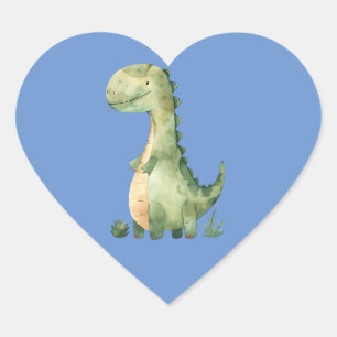 Cute Watercolor Dinosaur Heart Sticker