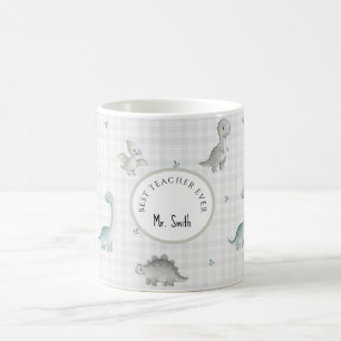 Cute Watercolor Dinosaur Male Teacher Coffee Mug