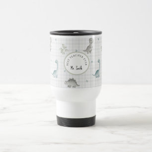 Cute Watercolor Dinosaur Male Teacher Travel Mug