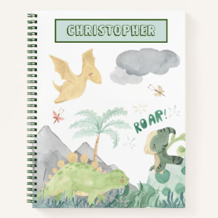 Cute Watercolor Dinosaur Notebook