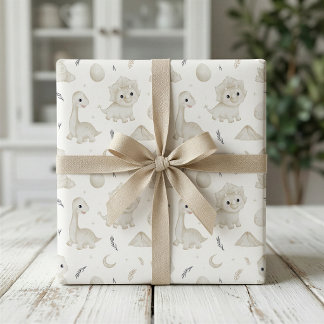 Cute Watercolor Dinosaur Pattern Wrapping Paper