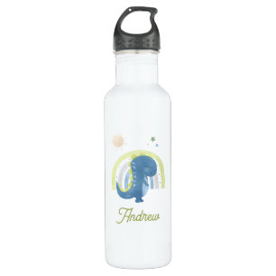 Cute Watercolor Dinosaur & Rainbow Kid's Boy Name 710 Ml Water Bottle