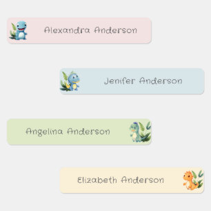 Cute Watercolor Dinosaur Waterproof Name