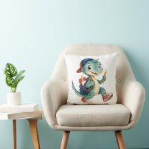 Cute watercolor Dinosaur with school supplies
