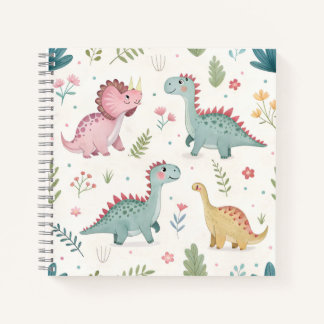 Cute Watercolor Dinosaurs Notebook for Kids