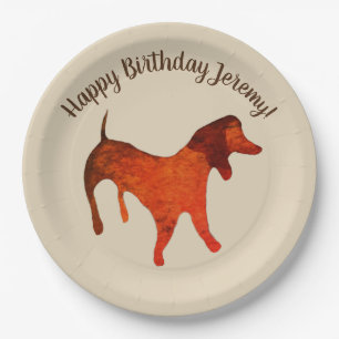 Cute Watercolor Dog,  Birthday Custom Paper Plates