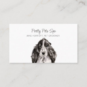 Cute Watercolor Dog Face Pet Groomer Dog Spa Business Card