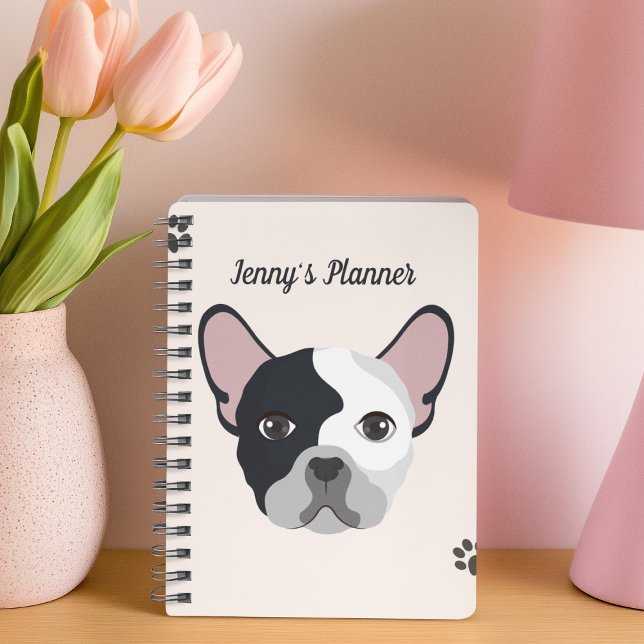 Cute Watercolor Dog Face Pink & Grey 2024 Personal Planner (Creator Uploaded)
