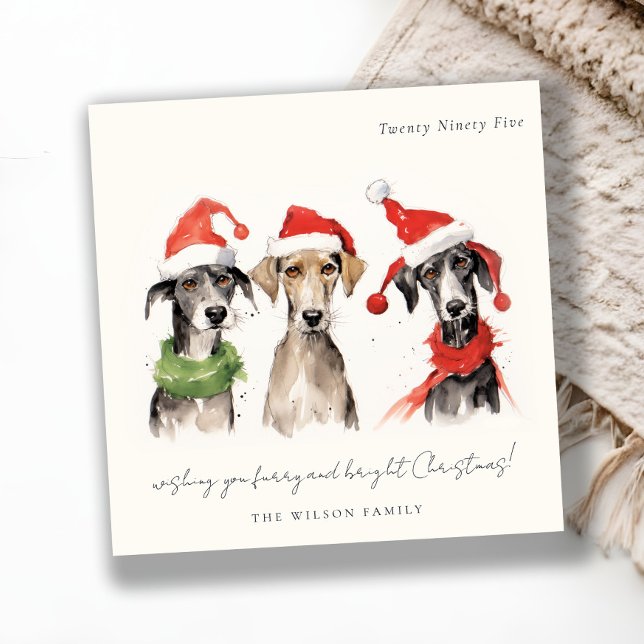 Cute Watercolor Dog Furry and Bright Christmas Holiday Card (Creator Uploaded)