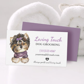 Cute Watercolor Dog Grooming Service Business Card