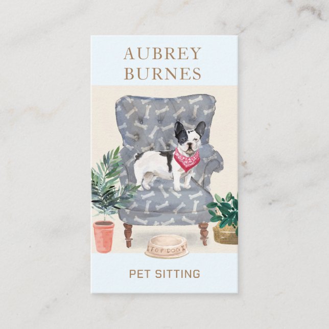 Cute Watercolor Dog Walker Adventures Pet Sitter Business Card (Front)