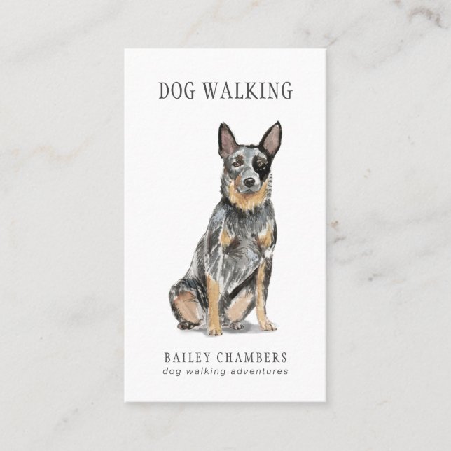 Cute Watercolor Dog Walker  Business Card (Front)