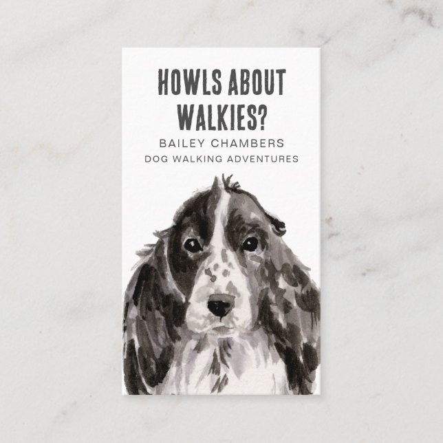 Cute Watercolor Dog Walker  Business Card (Front)