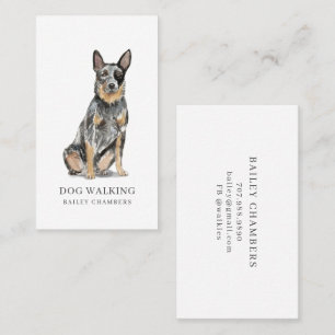 Cute Watercolor Dog Walker  Business Card