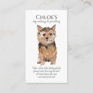 Cute Watercolor Dog Walker Pet Sitter Business Card