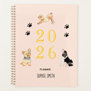 Cute watercolor Dogs 2026 Appointment Planner