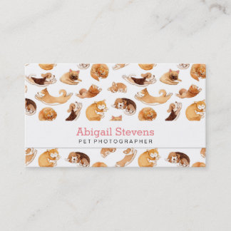 Cute Watercolor Dogs Illustrated Pattern Business Card
