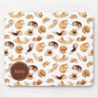 Cute Watercolor Dogs Illustrated Pattern Mouse Mat