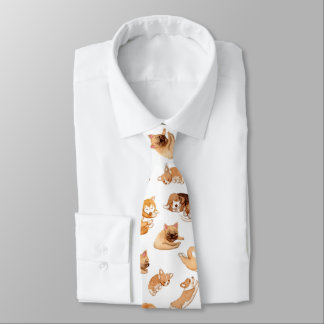 Cute Watercolor Dogs Illustrated Pattern Tie