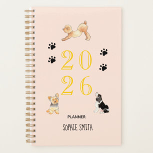 Cute watercolor dogs Pink 2025 Planner