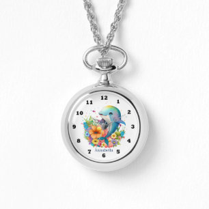 cute watercolor dolphin lovers add name watch