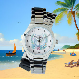 cute watercolor dolphin lovers  watch