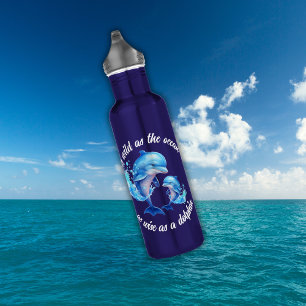 Cute Watercolor Dolphins Quote   710 Ml Water Bottle