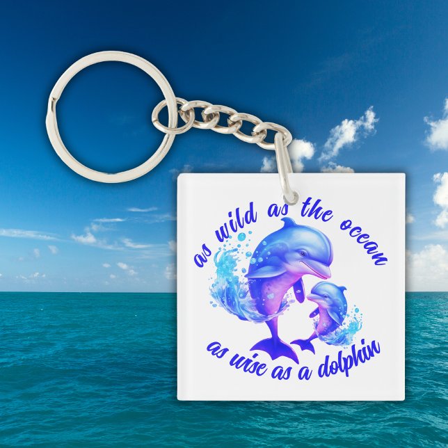 Cute Watercolor Dolphins Quote | Key Ring (Creator Uploaded)