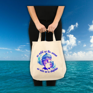 Cute Watercolor Dolphins Quote   Tote Bag