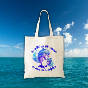 Cute Watercolor Dolphins Quote   Tote Bag
