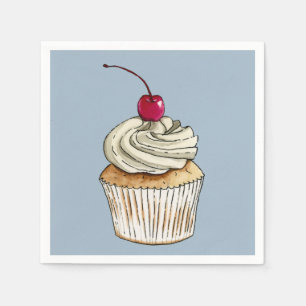 Cute Watercolor Doodle Cupcake Napkin