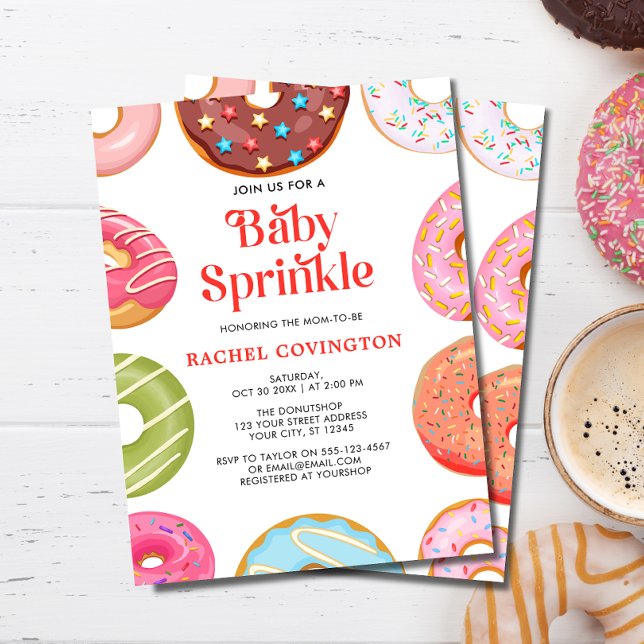 Cute Watercolor Doughnut Baby Sprinkle Baby Shower Invitation (Creator Uploaded)