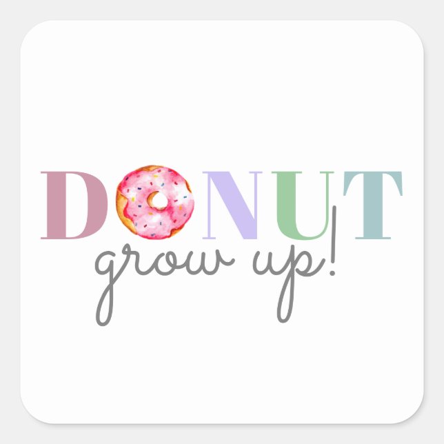 cute watercolor doughnut grow up birthday sprinkle square sticker (Front)
