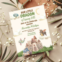 Cute Watercolor Dragon Baby 1st Birthday