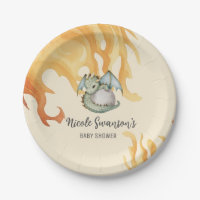 Cute Watercolor Dragon Egg Party Paper Plates