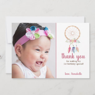 Cute Watercolor Dreamcatcher Birthday Thank You Card