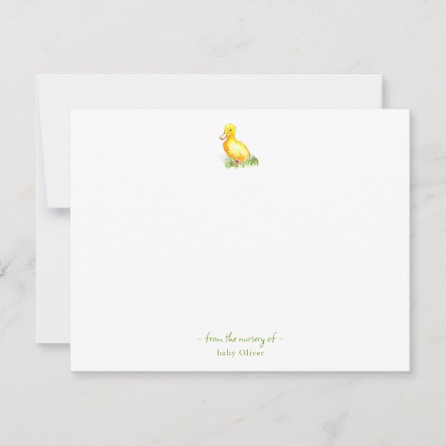 Cute watercolor duckling Baby Thank You card (Front)
