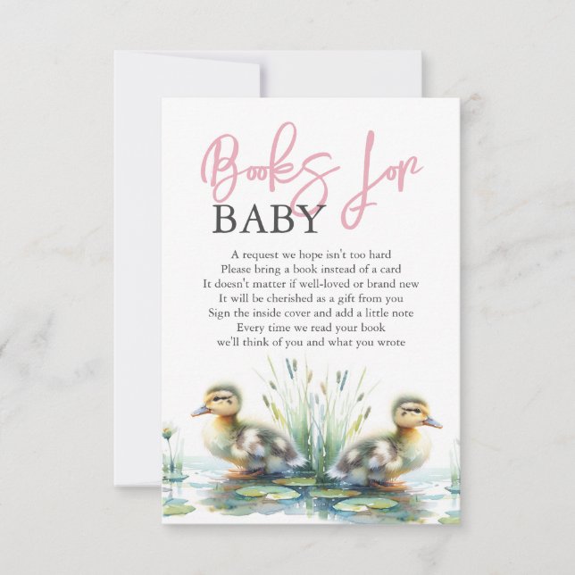  Cute Watercolor Ducks Books for Baby Girl Invitation (Front)