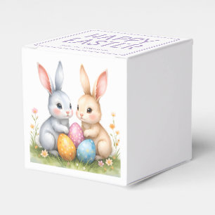 Cute Watercolor Easter Bunnies Happy Easter Favour Box