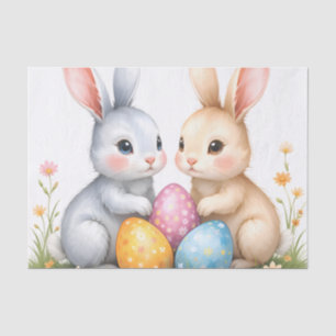 Cute Watercolor Easter Bunnies Happy Easter Tissue Paper