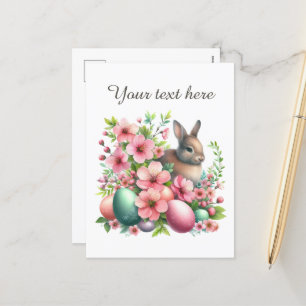 Cute watercolor Easter bunny Holiday Postcard