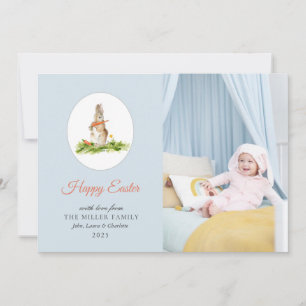 Cute Watercolor Easter bunny photo Easter Card