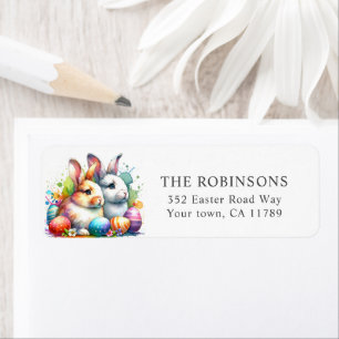Cute Watercolor Easter Bunny Return Address
