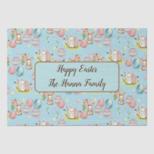 Cute Watercolor Easter Eggs, Bunny and Floral Tissue Paper