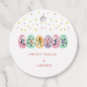 Cute watercolor Easter eggs Easter candy Round Favour Tags