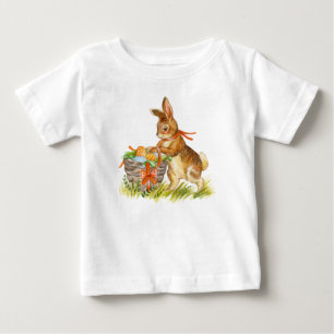 Cute watercolor easter rabbit and basket  baby T-Shirt